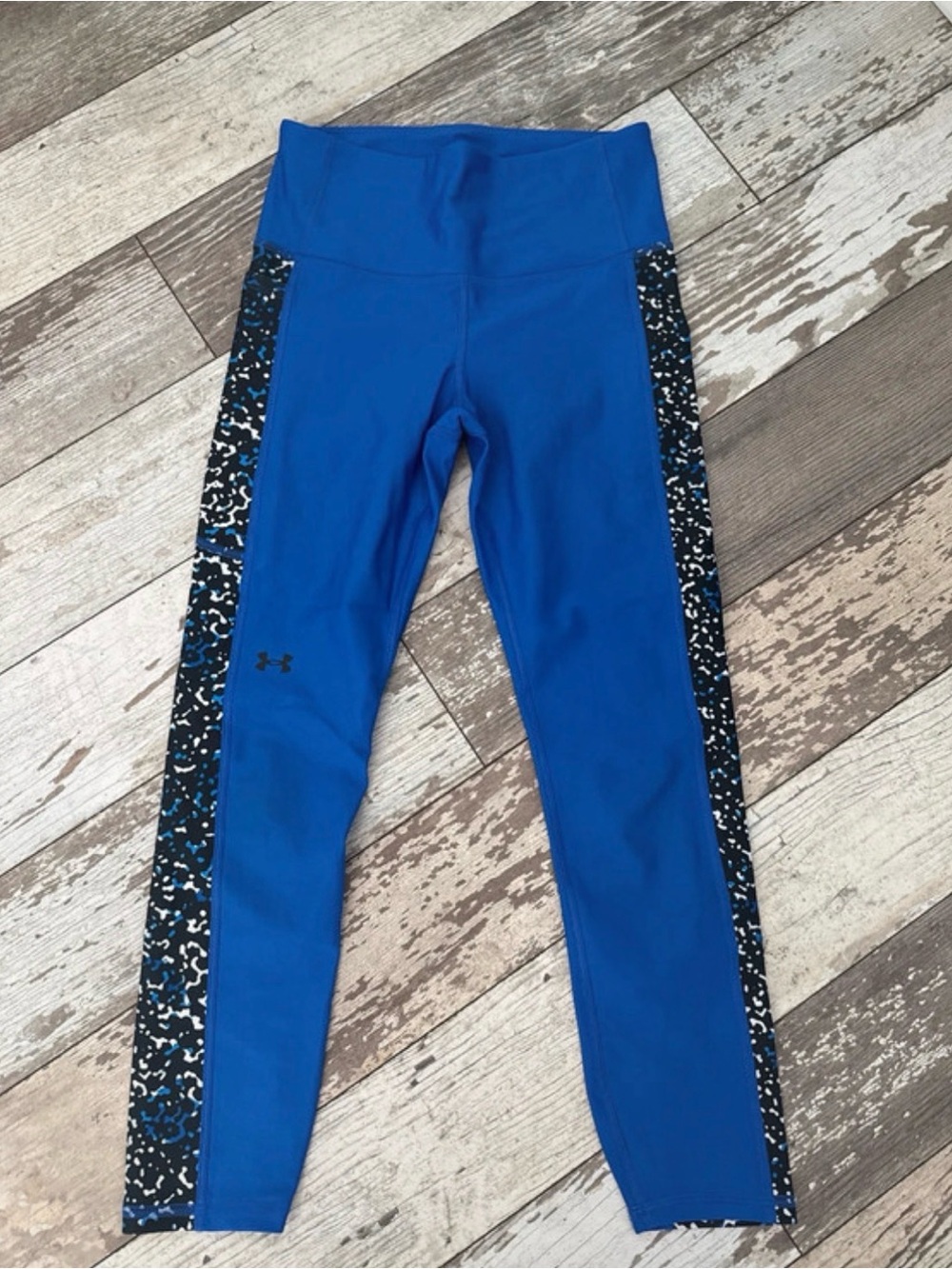 Under Armour Royal Blue High-Waist Leggings with Speckled Side Panels